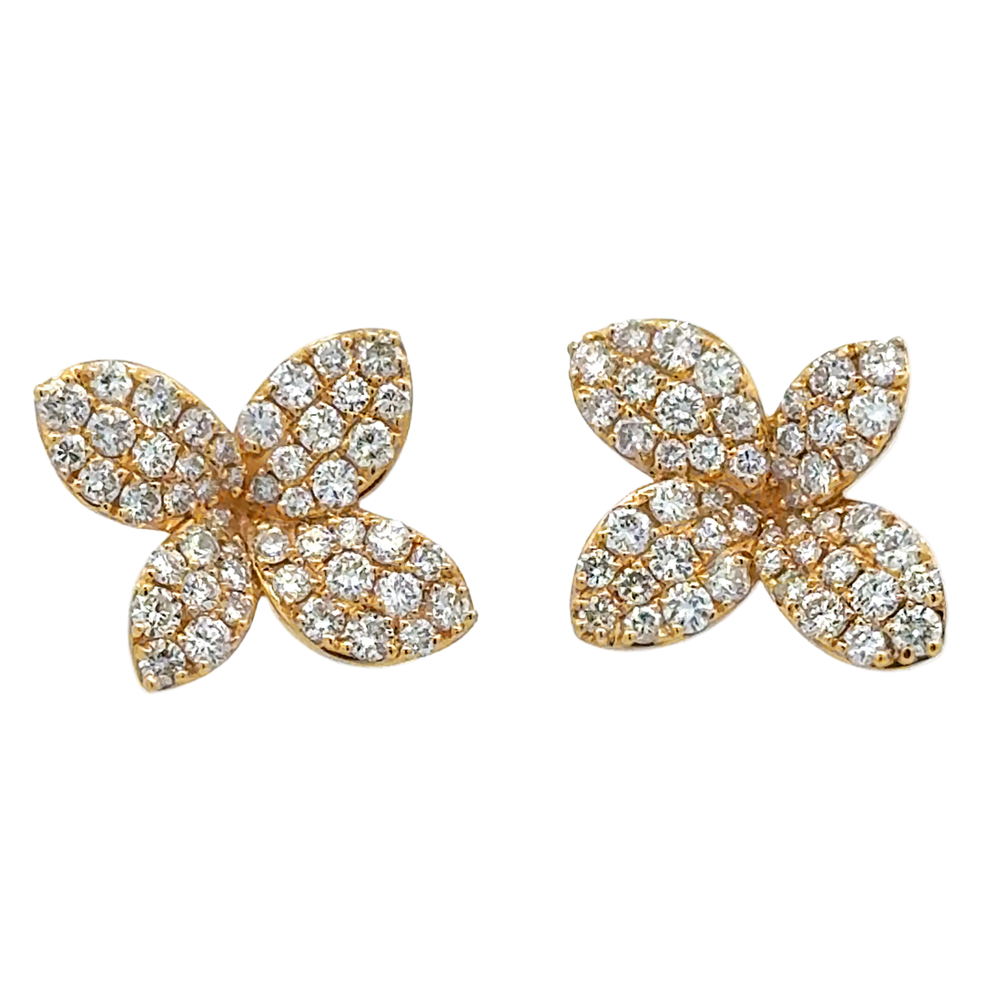 Diamond Flower Stud Earrings