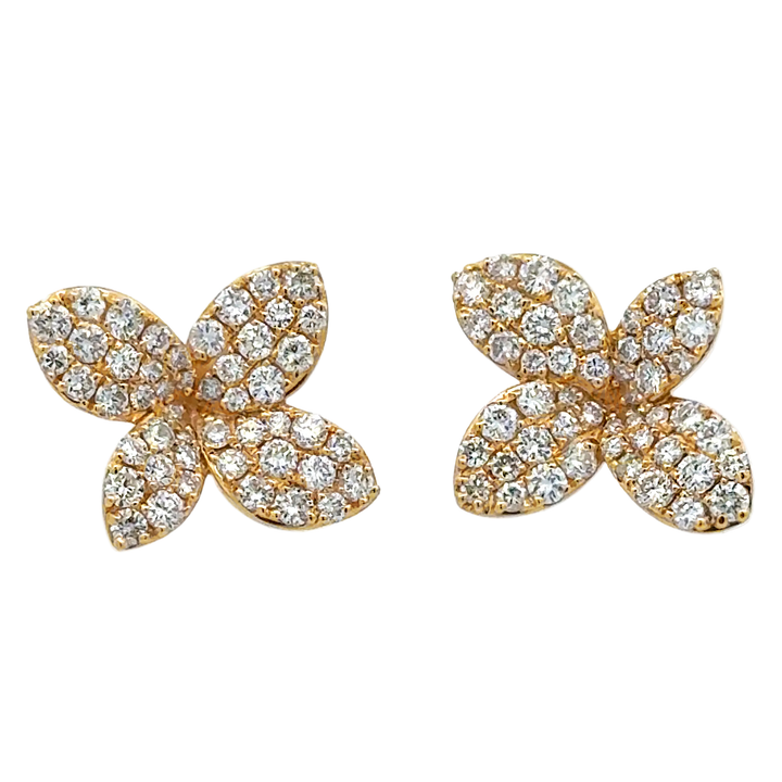 Diamond Flower Stud Earrings
