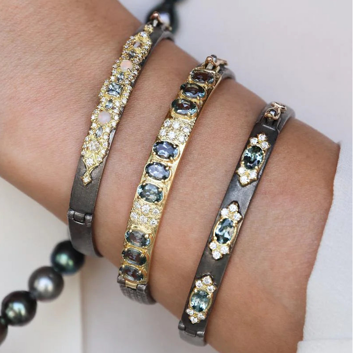 London Blue Topaz And Diamond Crivelli Huggie Bracelet