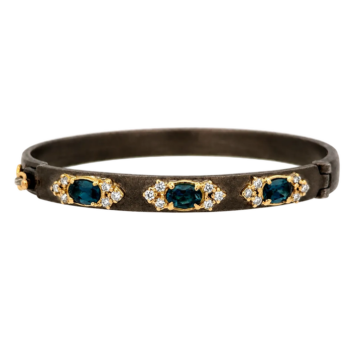 London Blue Topaz And Diamond Crivelli Huggie Bracelet