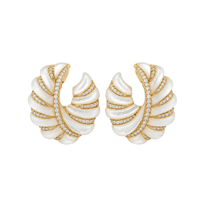 Mother of Pearl And Diamond Drop Earrings