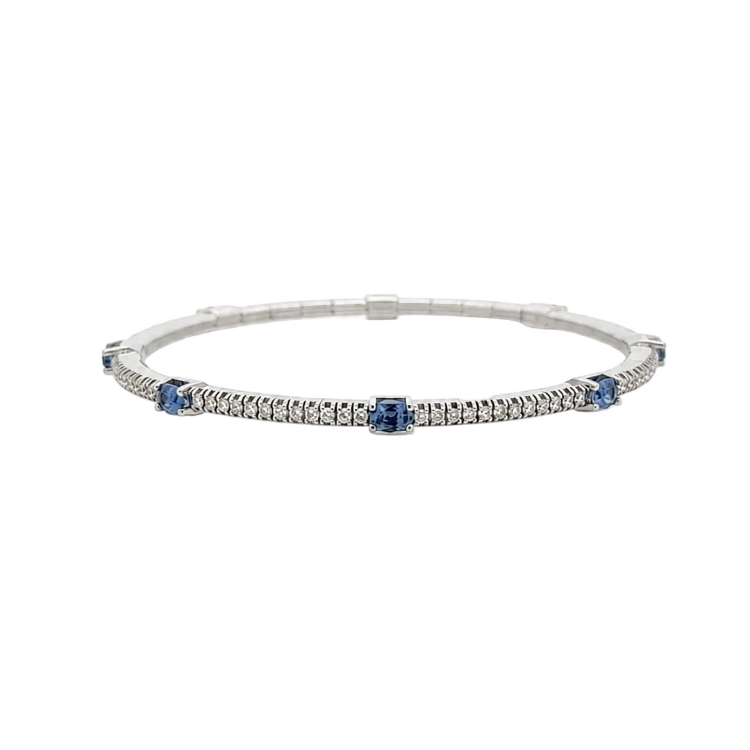 Blue Sapphire And Diamond Tennis Bracelet