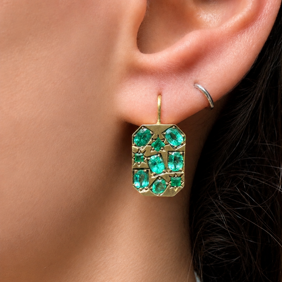 Ten Table Emerald Drop Earrings