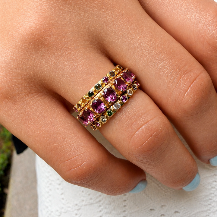 Multicolored Gemstone Stack Band