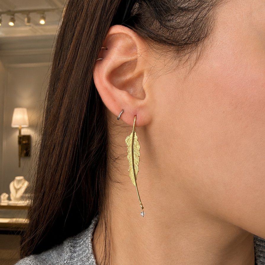 Feather Drop Earrings