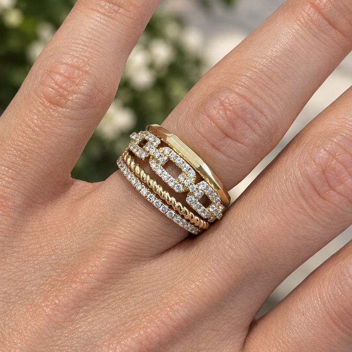 Diamond Link Stack Ring