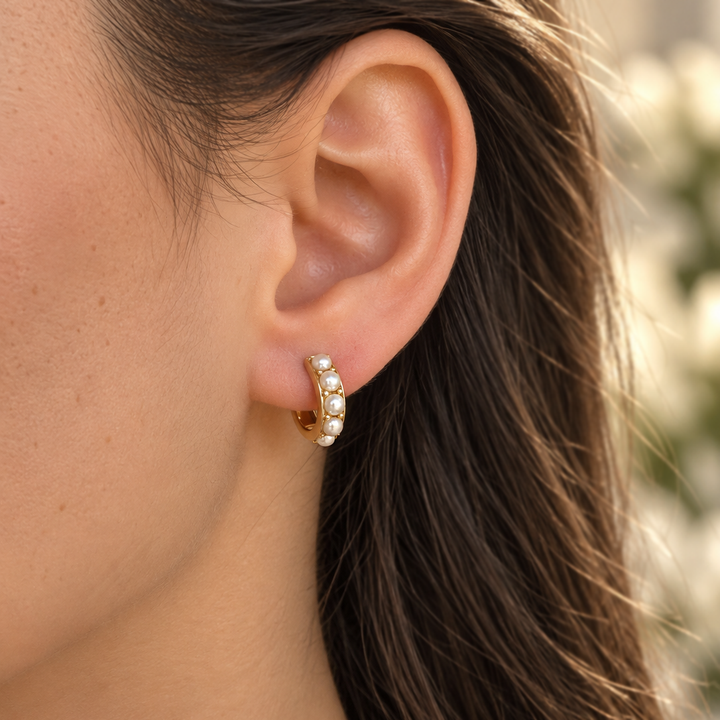 Pearl Huggie Earrings