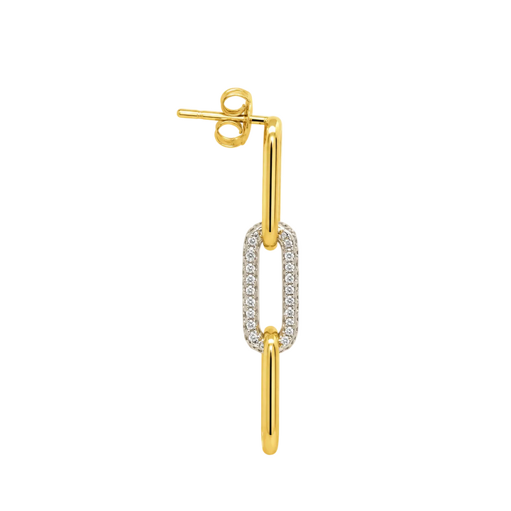 Diamond Paperclip Drop Earrings