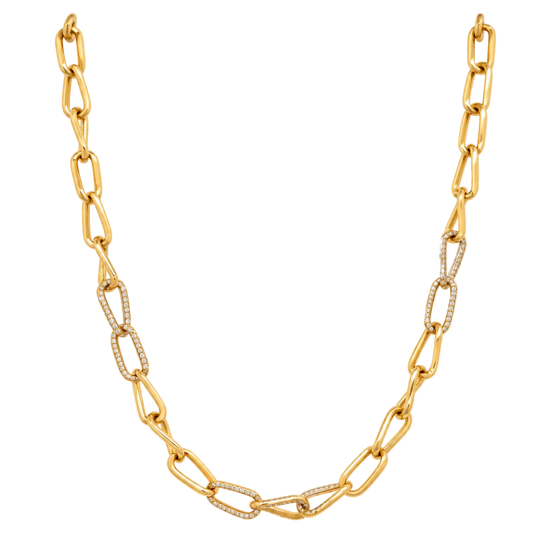 Twisted Paperclip Diamond Station Necklace