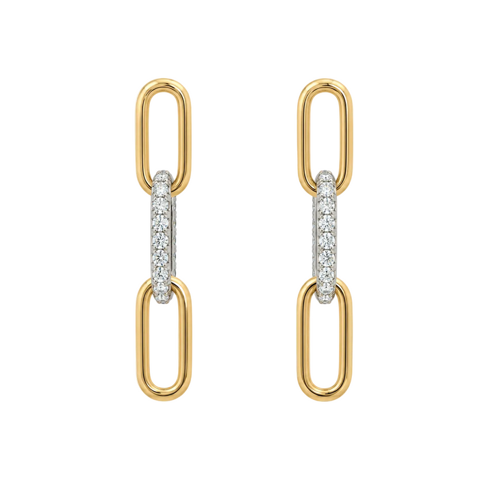 Diamond Paperclip Drop Earrings