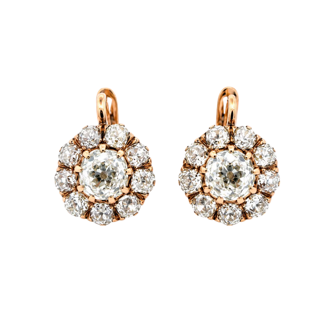 Vintage Flower Huggie Drop Earrings
