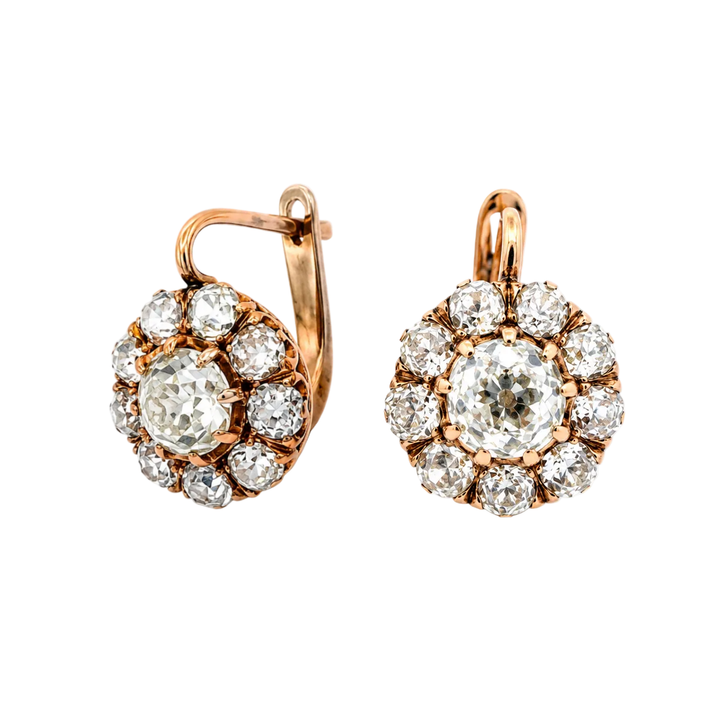 Vintage Flower Huggie Drop Earrings