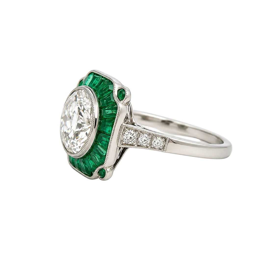 Vintage Emerald Diamond Ring