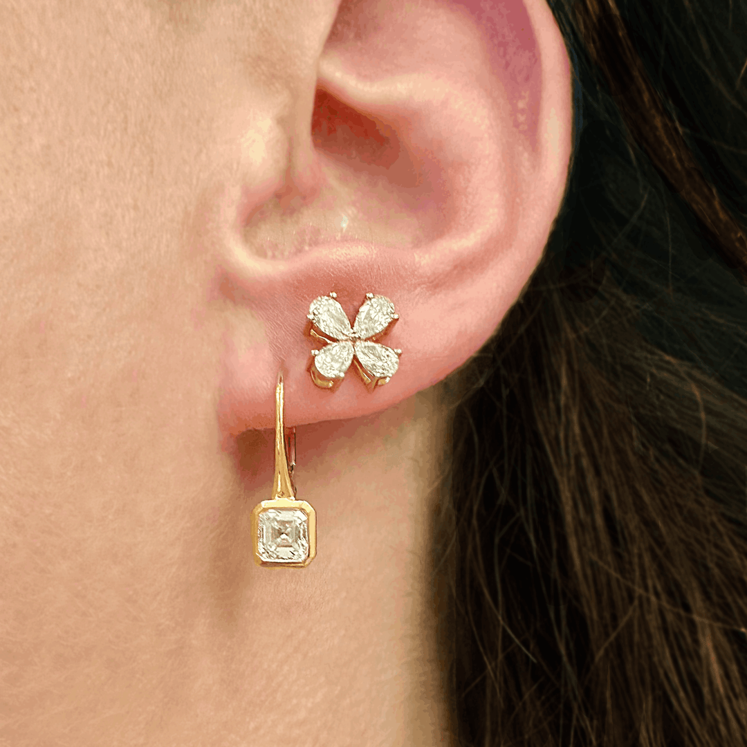 Asscher Diamond Drop Earrings