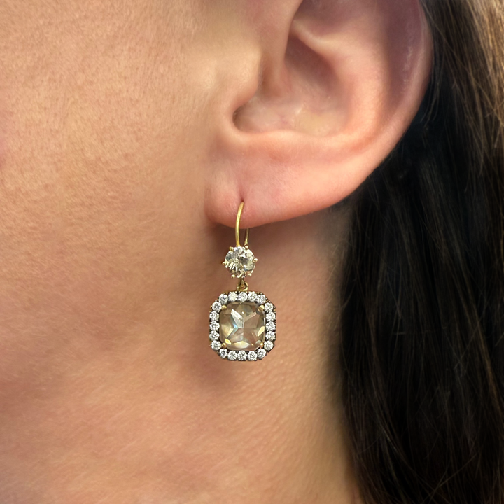 Brown Diamond Drop Earrings