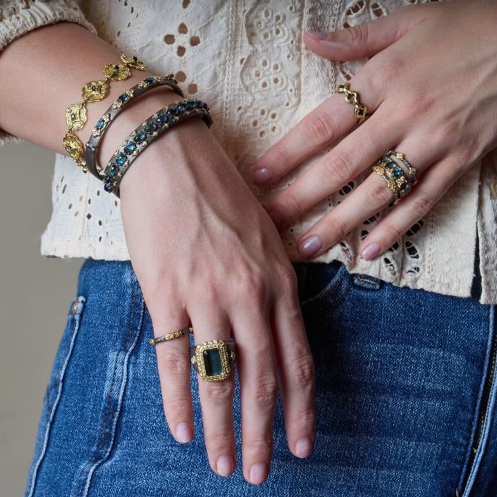 London Blue Topaz and Diamond Ring