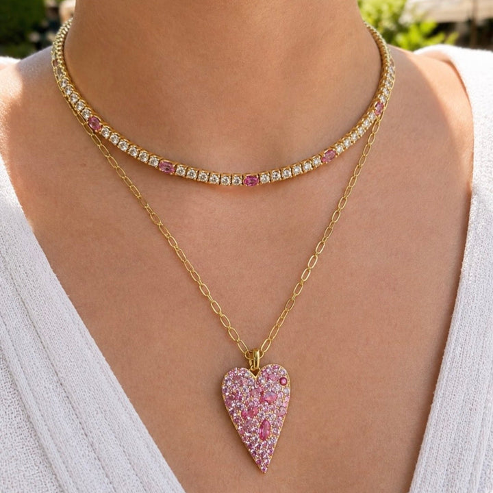 Diamond And Pink Sapphire Choker Necklace
