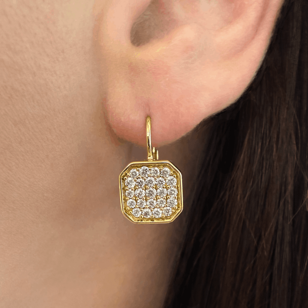 Asscher Shape Pavé Drop Earrings