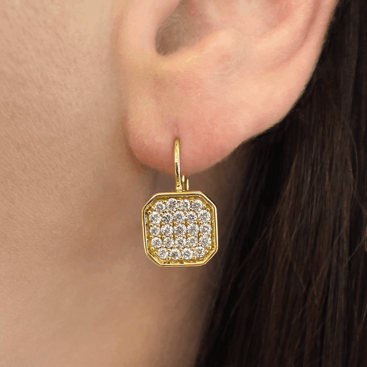 Asscher Shape Pavé Drop Earrings
