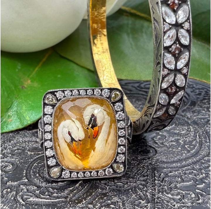 Hand Carved Swan Ring