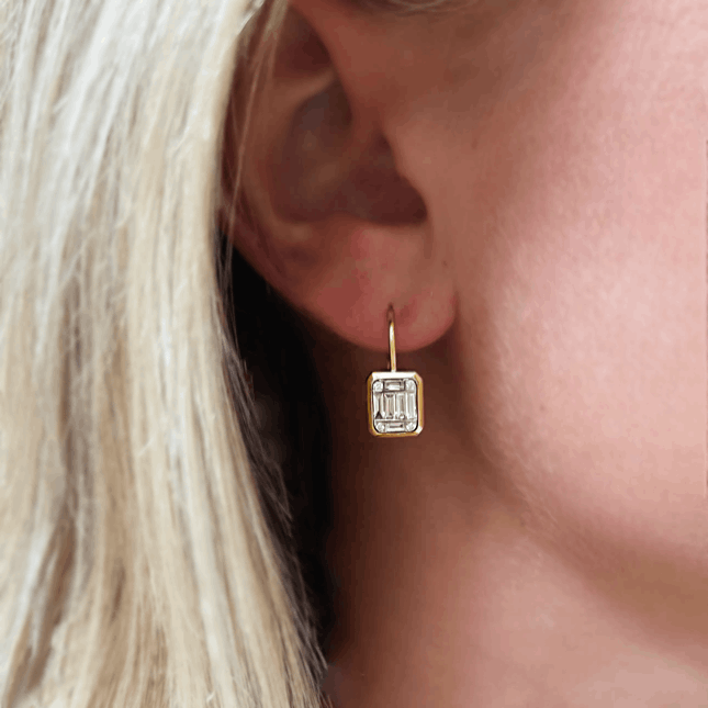 Emerald Cut Illusion Earrings