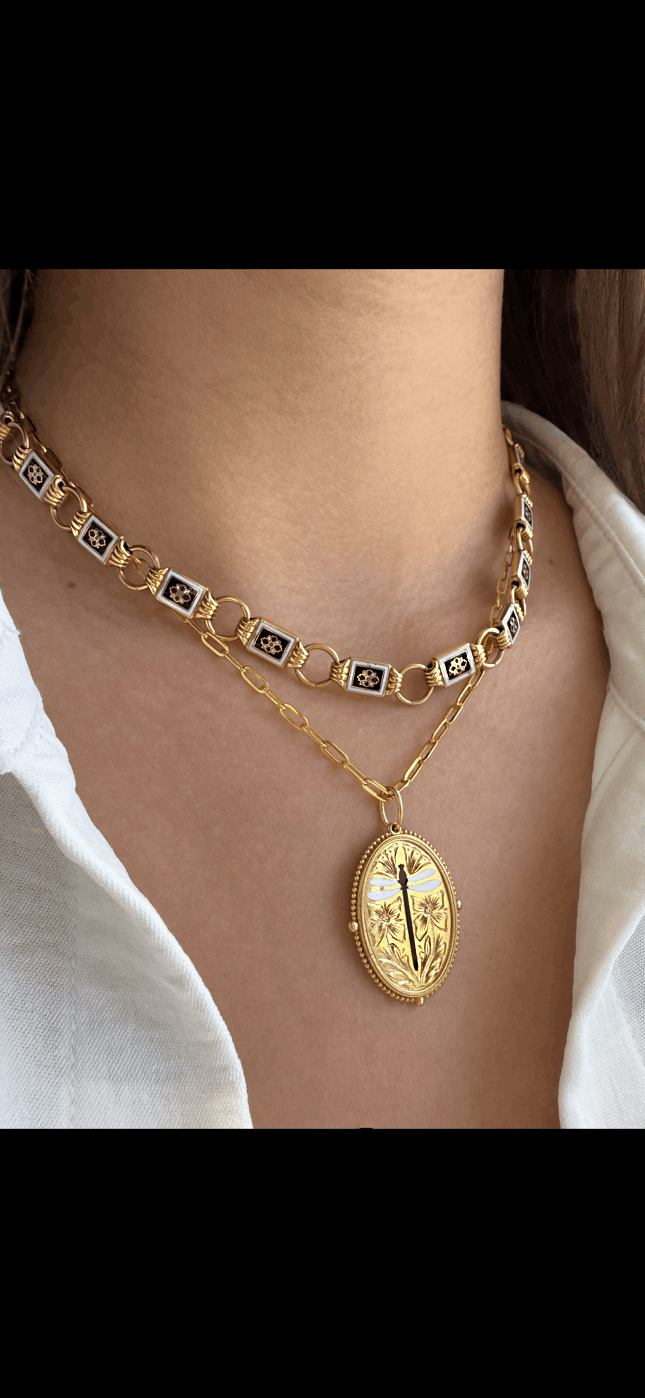 Vintage Swiss Enamel Necklace