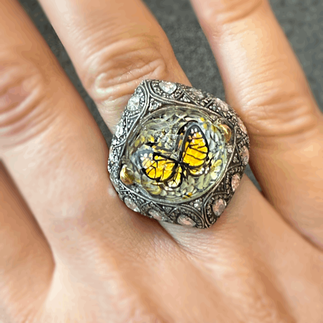 Hand Carved Butterfly Ring