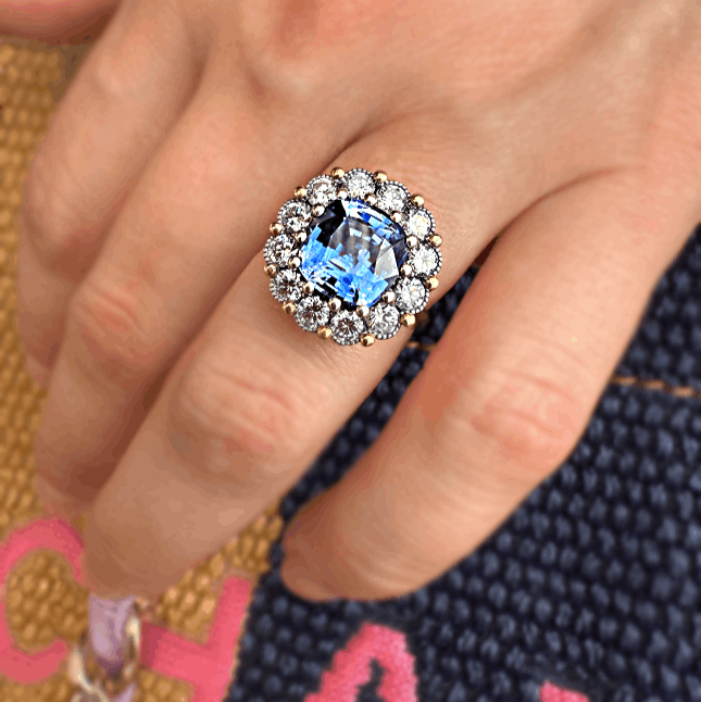Sapphire and Diamond Cupcake Ring