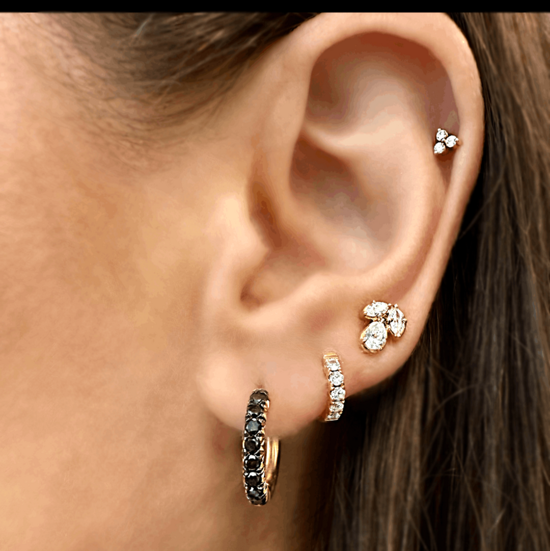 Baby Black Diamond Huggie Hoops