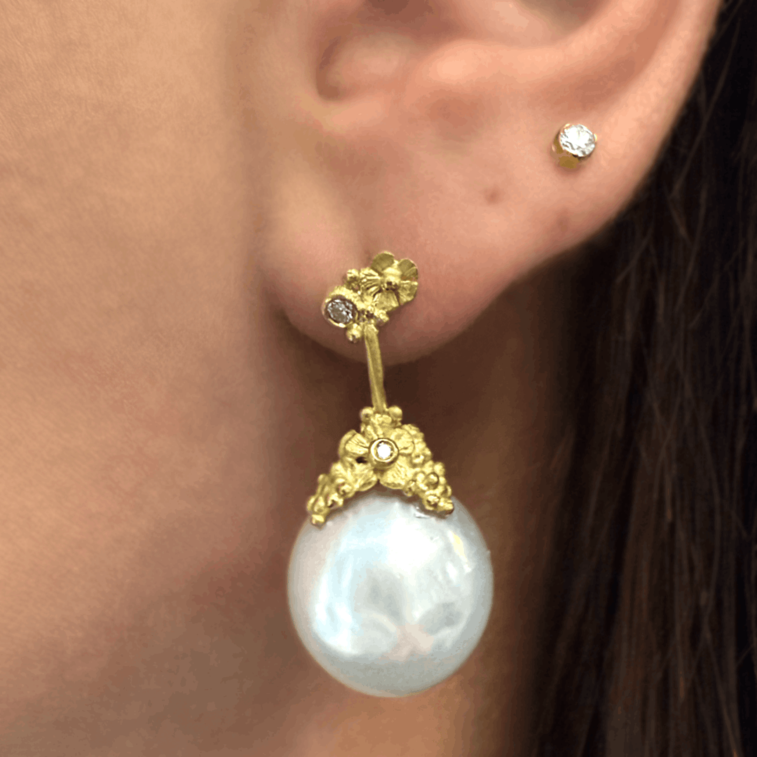 Pearl Flower Drop Earrings