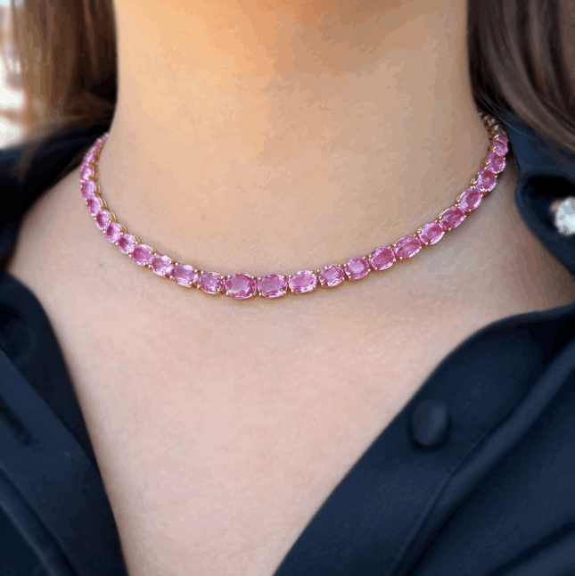 Pink Sapphire Riviera Necklace