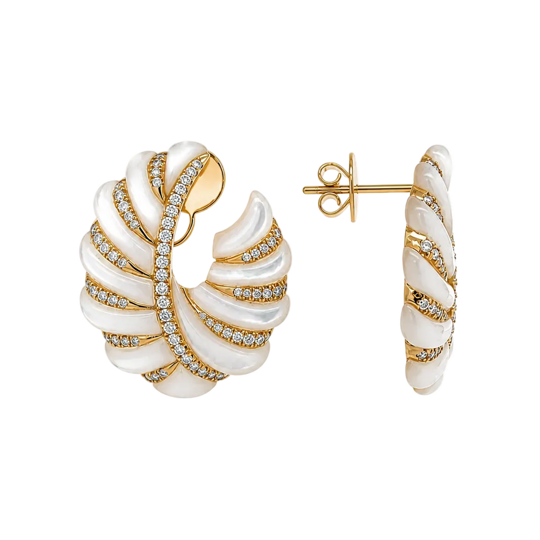 Mother of Pearl And Diamond Drop Earrings