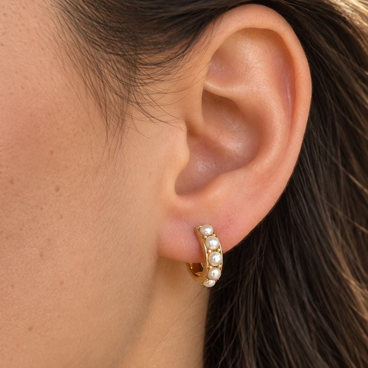 Pearl Huggie Earrings
