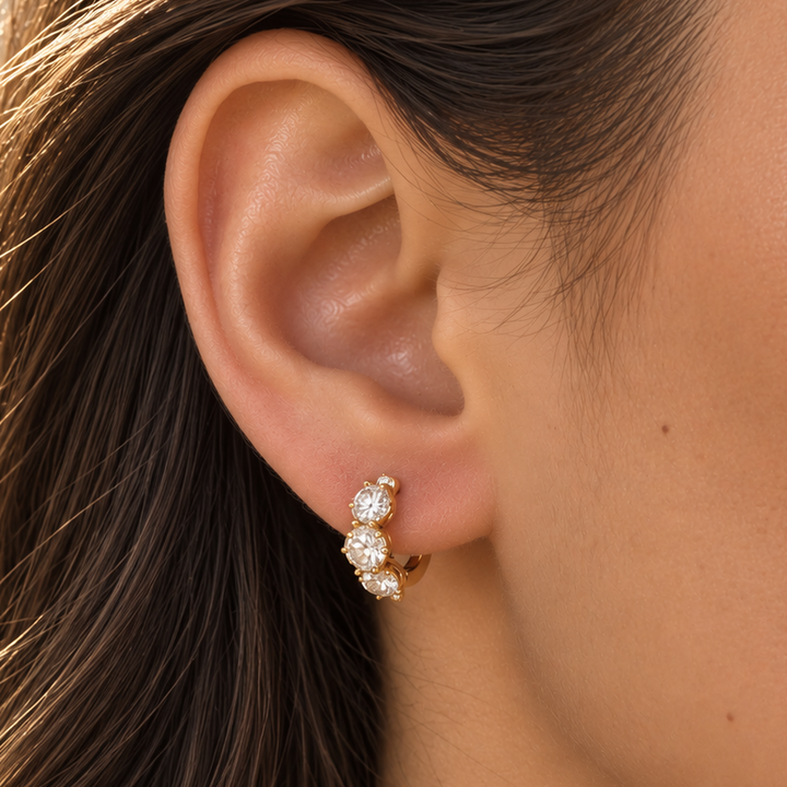 3.00 Carat Diamond Huggie Hoop Earrings