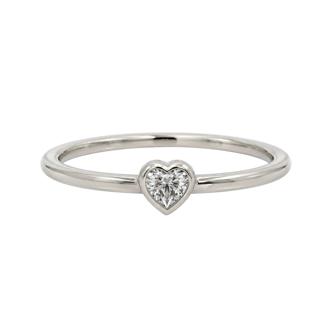 Heart Shaped Bezel Diamond Ring