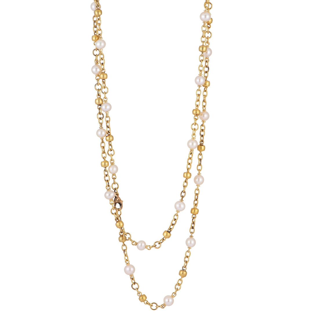Gold Bead And Pearl Necklace