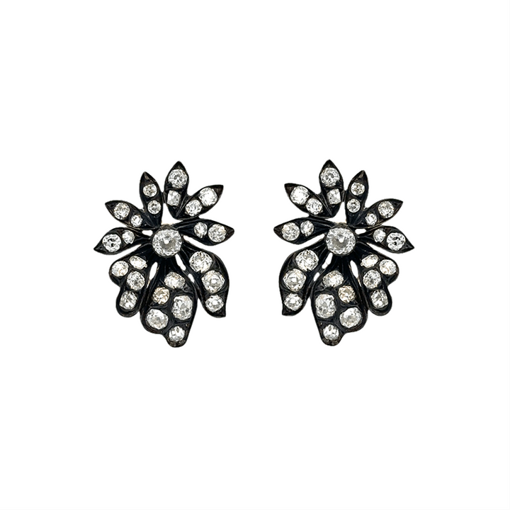 Victorian Diamond Flower Earrings