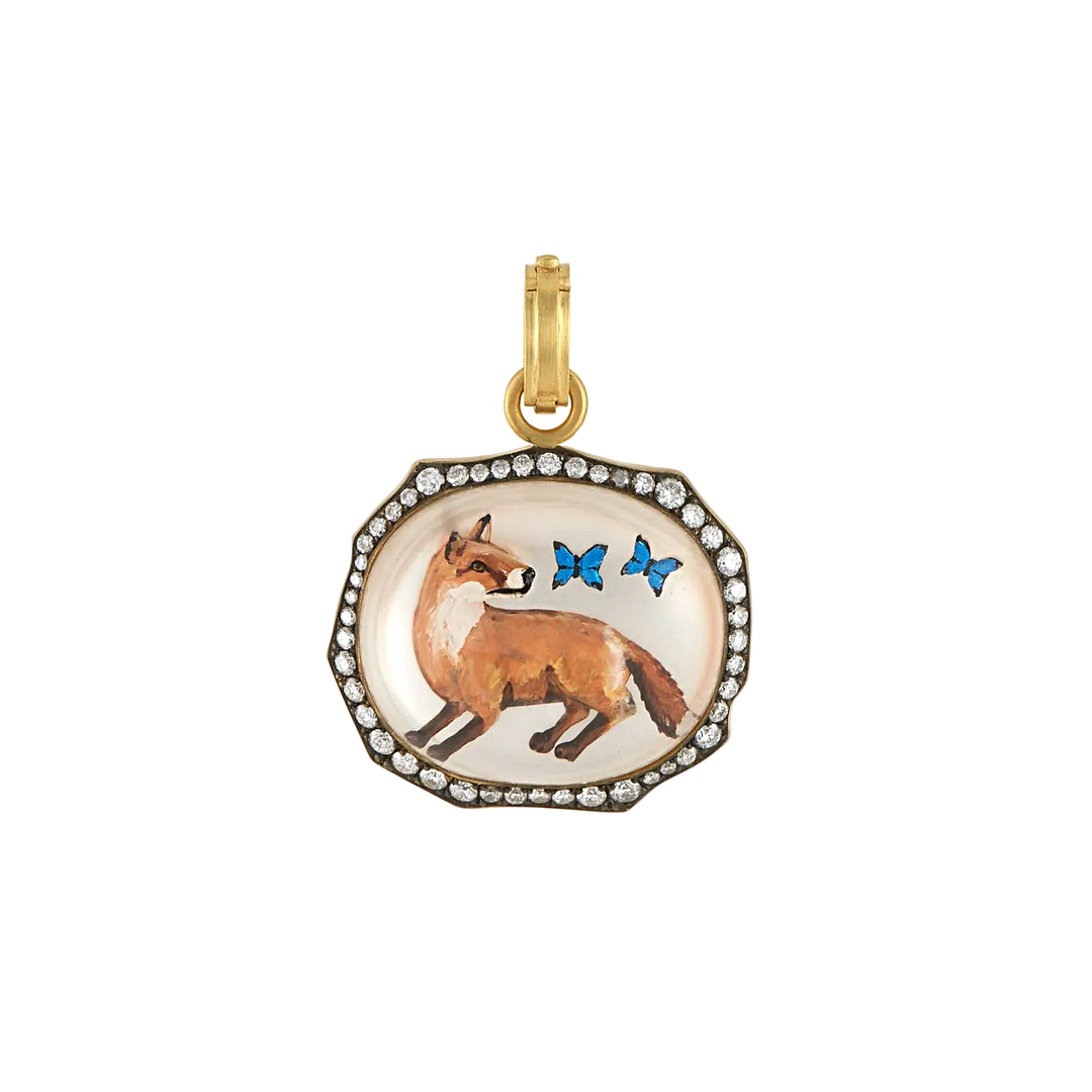 Fox with Butterfly Pendant