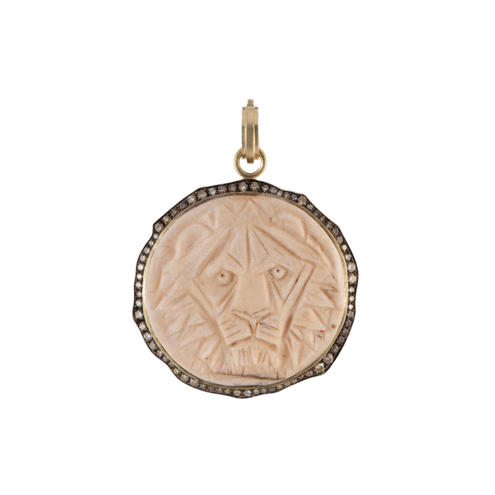 Hand Carved Mammoth Lion Pendant