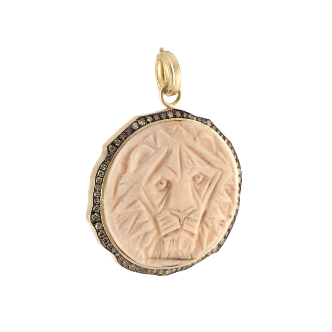 Hand Carved Mammoth Lion Pendant
