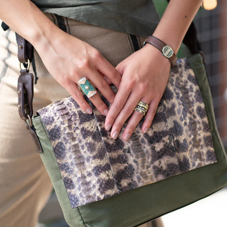 Teal Patina Leather Bracelet