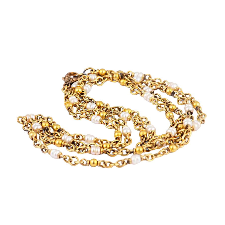 Double Pearl And Beads Necklace