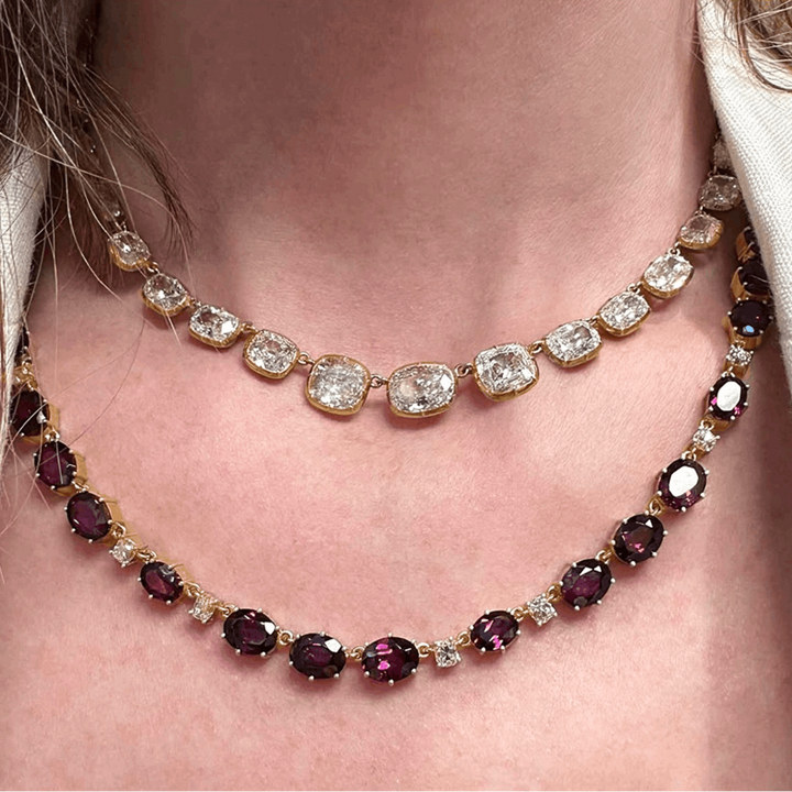 Garnet and Diamond Riviera Necklace