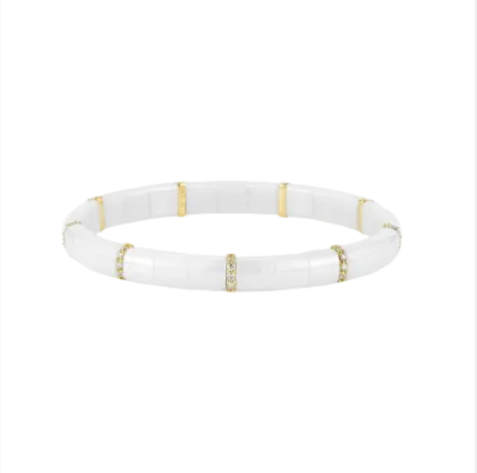 Pura Ceramic And Diamond Stretch Bracelet