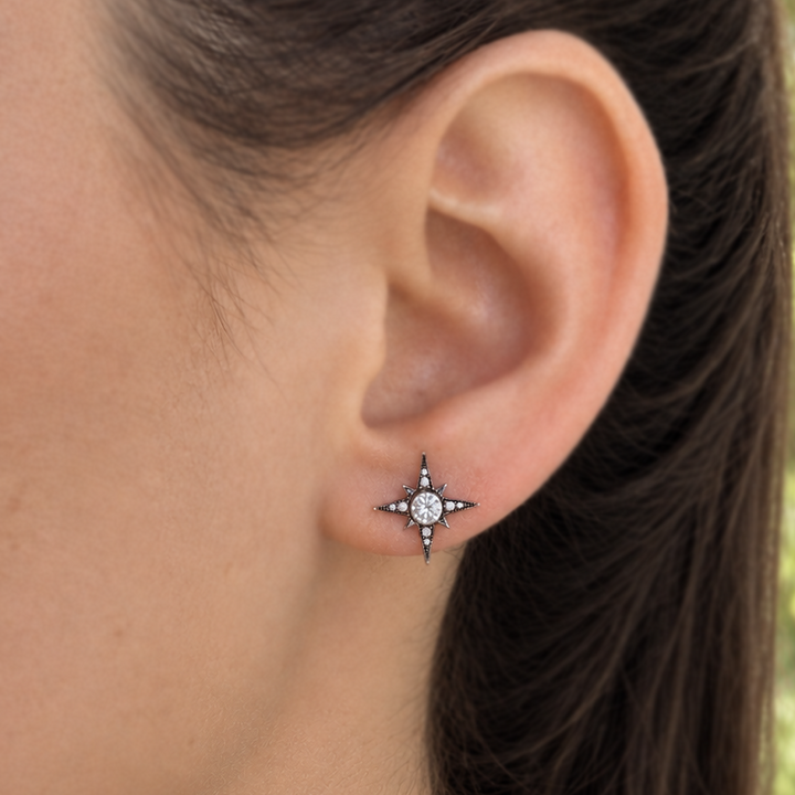 Diamond Starburst Stud Earrings
