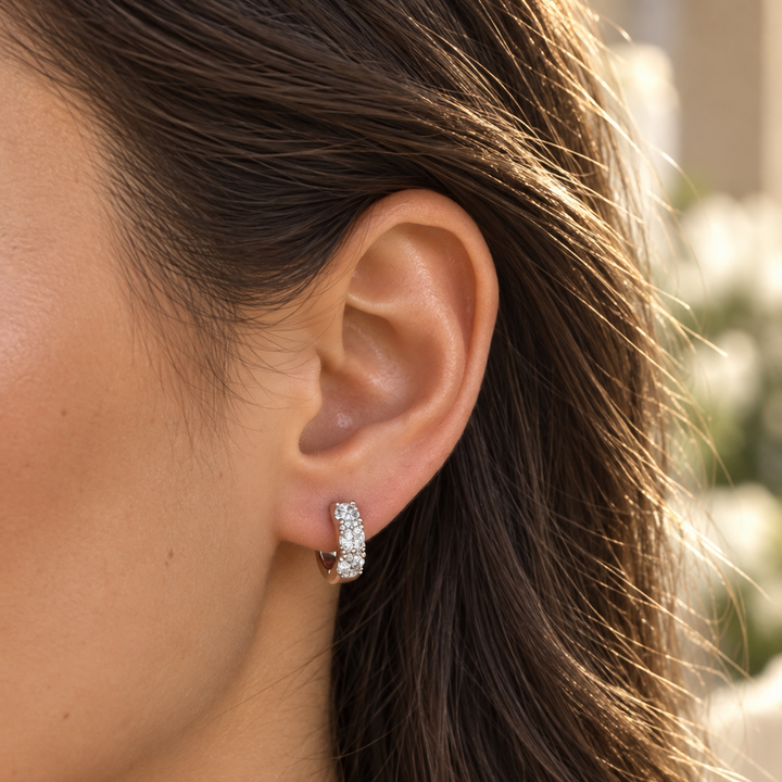 1.15 Carat Diamond Huggie Hoop Earrings