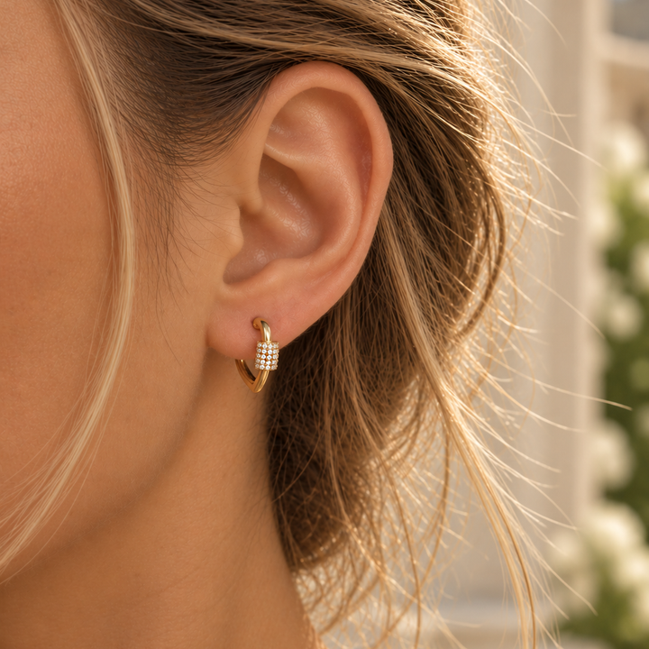 Diamond Heart Huggie Earrings