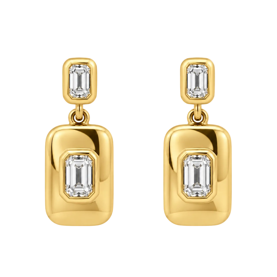 Emerald Cut Diamond Dangle Earrings
