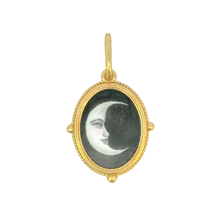 Small Enamel Man in the Moon Charm