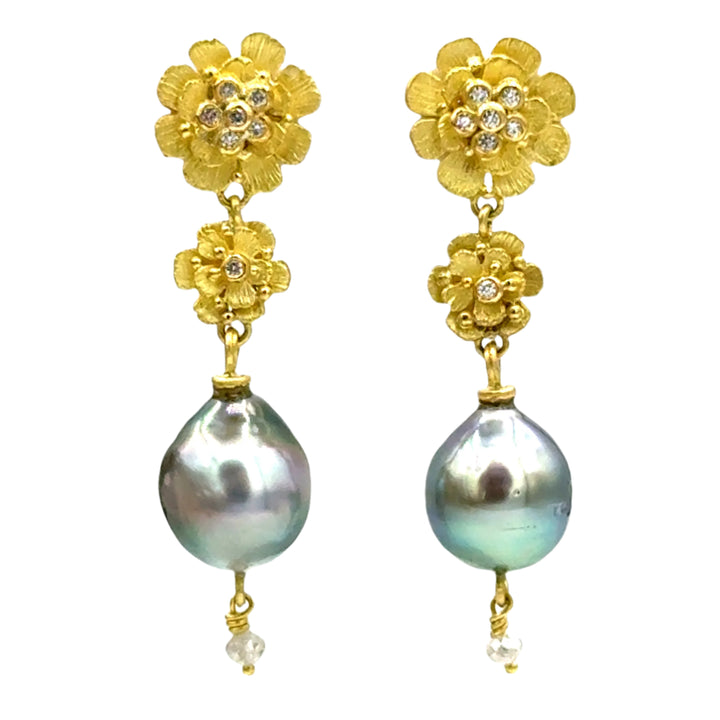 Tahitian Pearl Flower Earrings